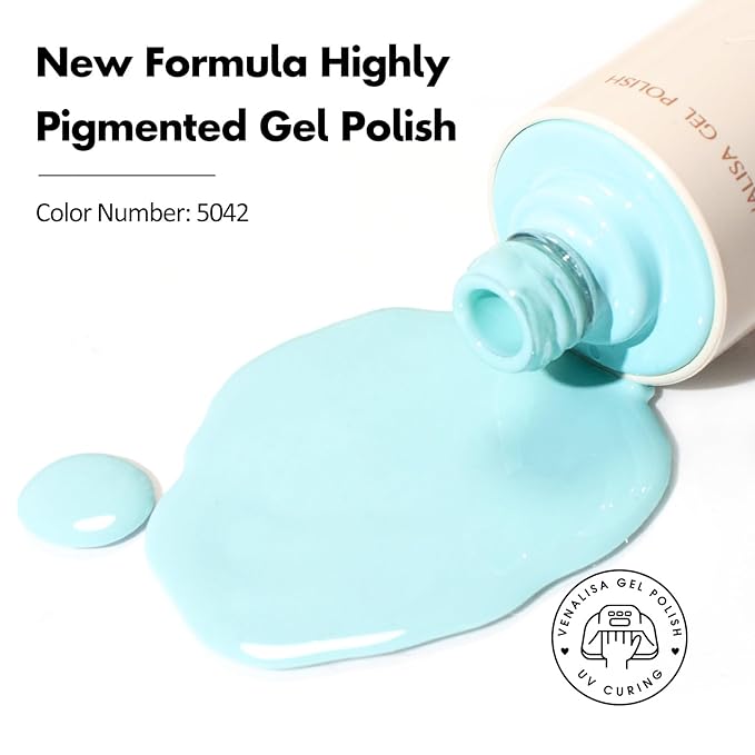 VENALISA Baby Blue Gel Nail Polish, 1 Pcs Light Blue Gel Polish Pastel Bright Color High Gloss Soak Off U V Nail Manicure Salon and DIY at Home Gifts for Women
