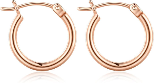 Gacimy Gold Hoop Earrings for Women 14K Real Gold Plated Hoops with 925 Sterling Silver Post