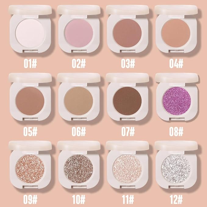 FeiCuiYun Matte Single Eyeshadow Palette Makeup for Green Blue Eyes, Dark Brown Matte Eyeshadow For Women, Holographic Multichrome Cream Iridescent Single Monochrome Eye Shadow Makeup