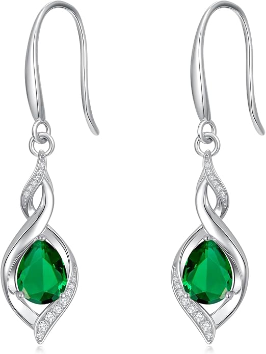 HPQQ Birthstone Earrings for Women 925 Sterling Silver Infinity Love Jewelry Valentines Day Birthday Gifts for Her Mom Wife Girlfriend