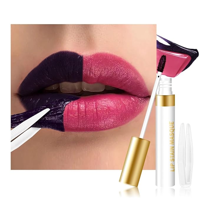 evpct Plum Red Peel Off Lip Stain Tints with Tweezer, Matte Lipstick Lip Stain Gloss Long Lasting Waterproof for Women, Non-stick Cup Lipstick Peel Off High Pigmented 24 Hours Original Lips Stains, 10