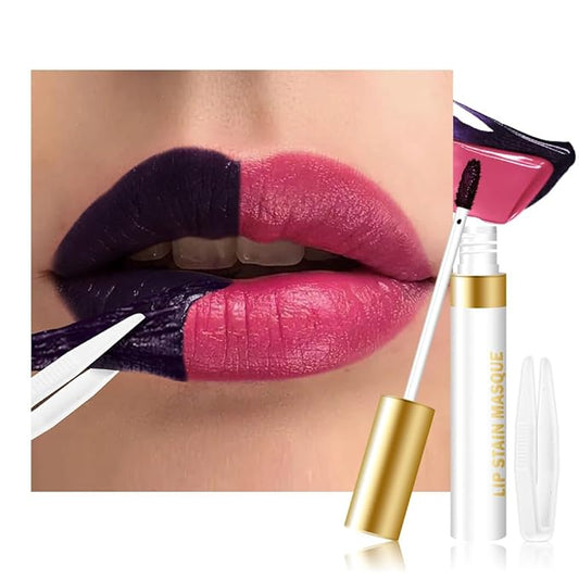 evpct Plum Red Peel Off Lip Stain Tints with Tweezer, Matte Lipstick Lip Stain Gloss Long Lasting Waterproof for Women, Non-stick Cup Lipstick Peel Off High Pigmented 24 Hours Original Lips Stains, 10