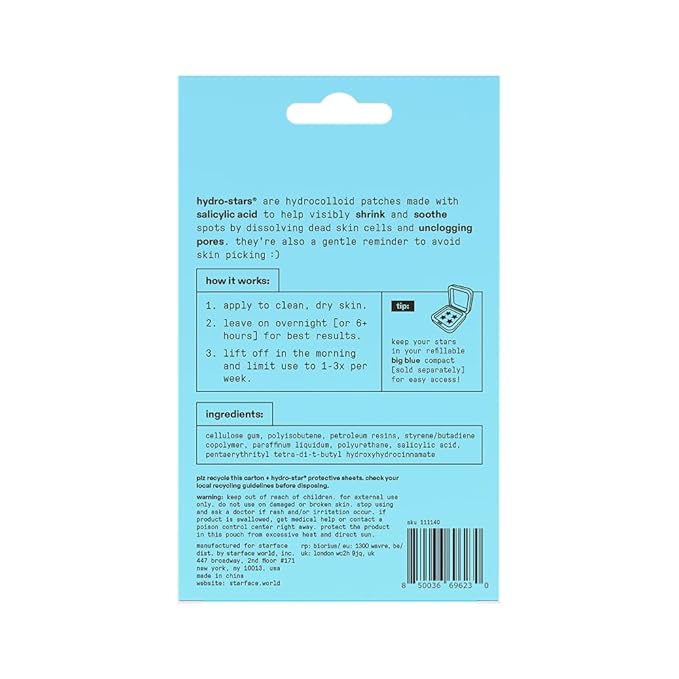 Starface Hydro-Star + Salicylic Acid BIG PACK, Hydrocolloid Patches With Salicylic Acid, Helps Visibly Shrink and Soothe Spots, Cute Star Shape (96 Count)