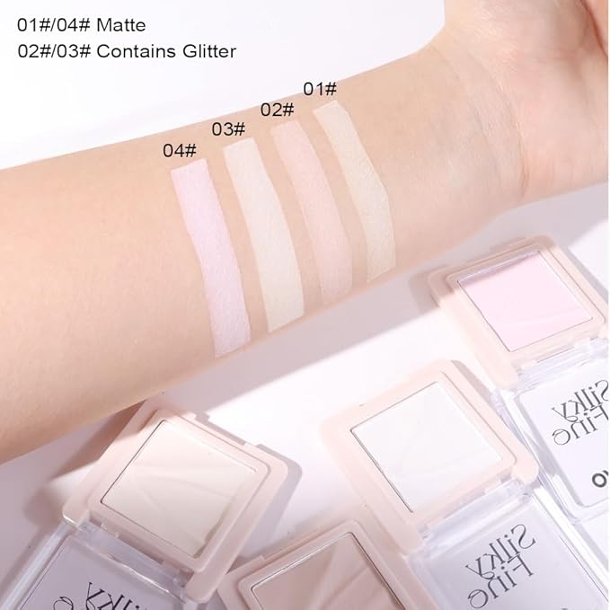Contour & Highlighter Palette - Nude Pink Beige White Clear Natural Brightening, Non-Cakey Satin Finish for Flawless Sculpting (04# Milk Pink)