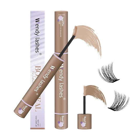 WENDY LASHES Brown Lash Cluster Glue, Lash Bond and Seal Waterproof, Quick-Dry Long-Lasting 72H Eyelash Glue for Clusters, Eyelash Adhesive, More Natural, More Solid, and More Gentle - 12ml