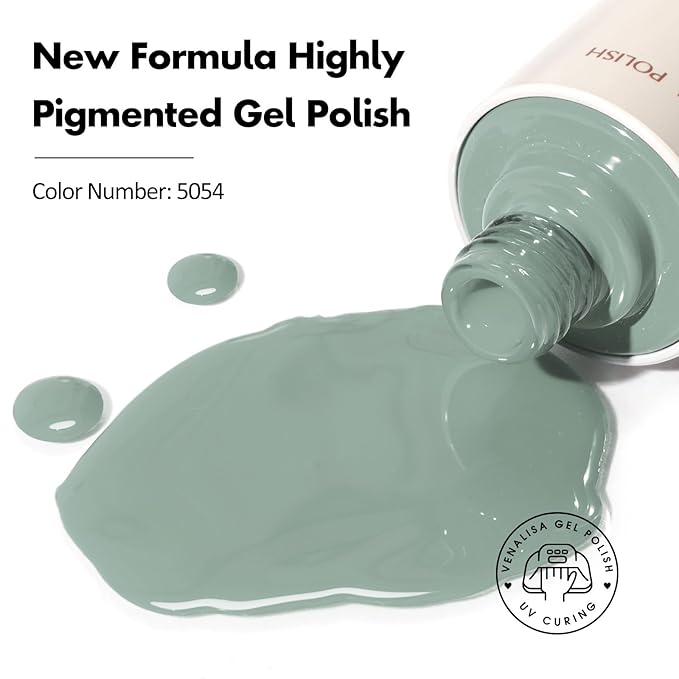 VENALISA Sage Green Gel Nail Polish, 1 Pcs Light Mint Green Gel Polish Color High Gloss Soak Off U V Nail Manicure Salon and DIY at Home Gifts for Women