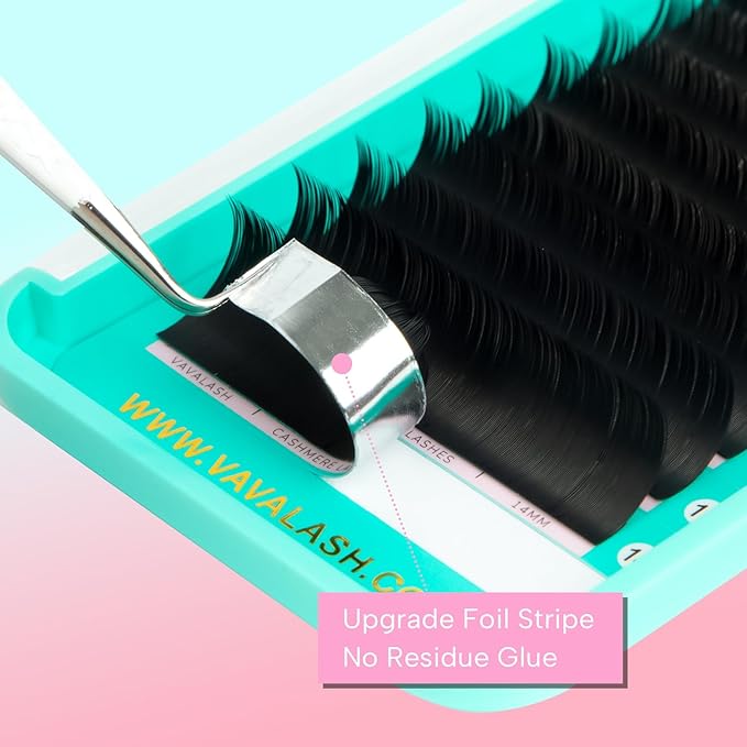 VAVALASH Cashmere Eyelash Extensions 0.03/0.05/0.07/0.15 Premium Lashes B L J Curl Volume Lash Extensions, Soft Super Matte Black Professional Lashes Extension Tray Supplies (0.03-J-8-15MM)