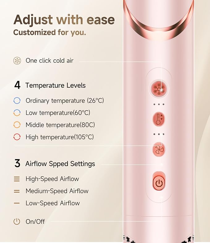 8 in 1 Hair Styler Curler & Air Dryer Brush, 110,000 RPM High-Speed Negative Ionic Foldable Hair Dryer Fast Drying, Multi Professional Hot air Styler for Curling Volumizing Straightening Styling(Pink)