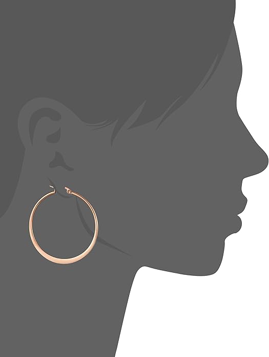 Amazon Essentials Gold Plated or Stainless Steel Flattened Hoop Earrings