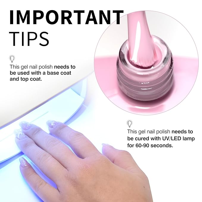 CANNI Soft Pink Jelly Gel Polish – 9ML Translucent Sheer Nude Soak-Off UV/LED Gel Nail Polish for DIY Manicure or Salon Use