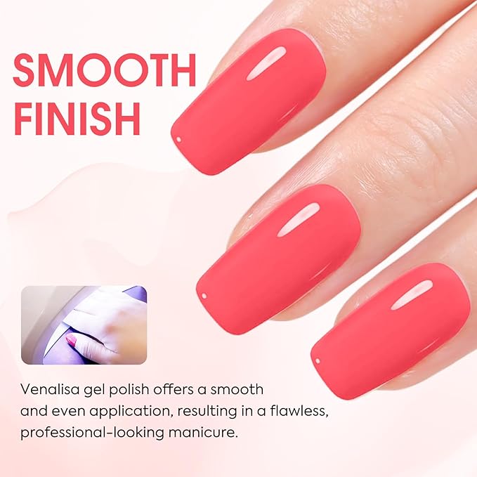 VENALISA Red Gel Nail Polish 1 Pcs 12ml Coral Red Color Gel Polish Soak Off UV Salon Manicure DIY at Home Nail Art For Girls Women