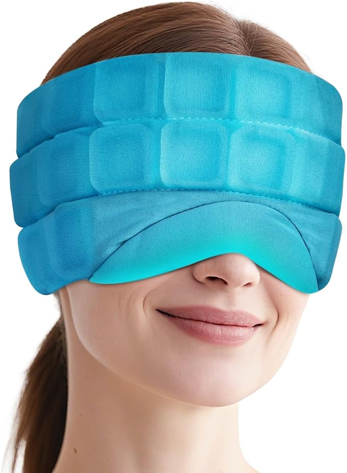 Comfcube Head Ice Pack for Migraine Relief, 2 Hours Long Lasting Cold Therapy Flexible Cold Pack Head Ice Wrap Cooling Mask for Headache, Sinus Pain, Tension, Stress, Puffy Eyes
