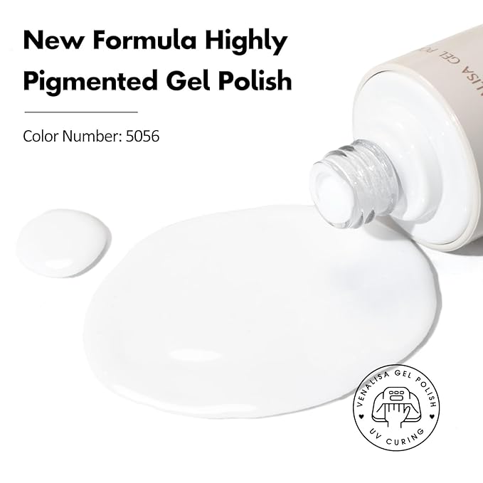 VENALISA White Gel Nail Polish, 1 Pcs White Gel Polish Color High Gloss Soak Off U V Nail Manicure Salon and DIY at Home Gifts for Women