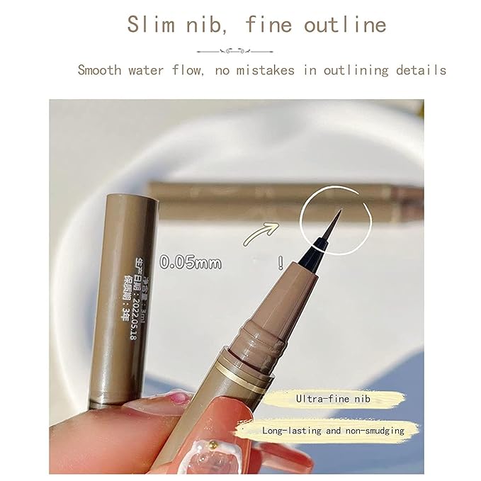 Quick-Drying Waterproof Superfine Eyeliner Pen, 4pcs Hyper Easy Liquid Pen No-Skip Waterproof Very Fine Eyeliner Makeup Long Lasting High Pigmented Smudge Proof Formula (4PCS/Black)
