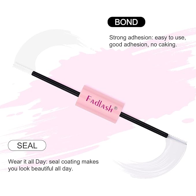 FADLASH Lash Bond and Seal Kit 2 Pcs Bond and Seal Lash Glue for Eyelash Clusters Waterproof Lash Clusters Glue Stong Hold Clear Long Lasting (10ml)