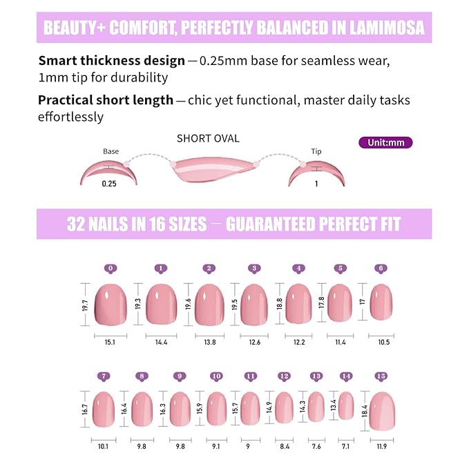 LAMIMOSA 32Pcs Ombre Chrome Press On Nails Short Round - Soft Gel Fake Nails in 16 Sizes, Reusable Glue on Nails kit, ROMAN SUNRISE