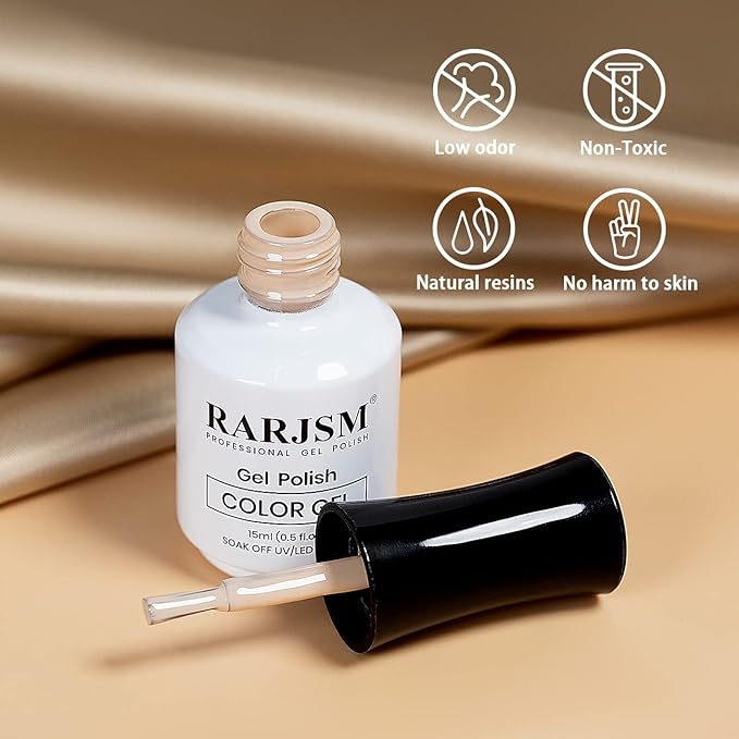 RARJSM Gel Nail Polish Nude Opaque Beige Skin Tone Milky GelPolish 15ml Neutral Color Soak Off UV LED Cured Nail Gel Polish for Nail Art French Manicure Salon DIY Home 1 Piece