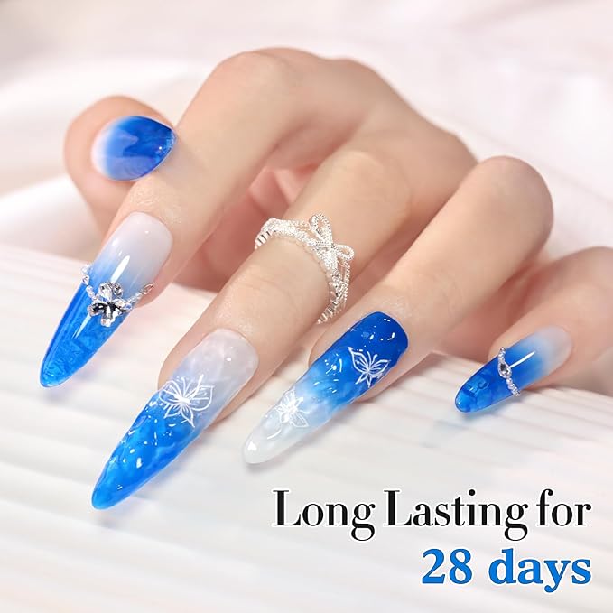 Double Rhythm 0.5 Oz Jelly Gel Polish Same Color Same Bottle Sheer Neutral Natural Light Milky Pastel 15ML Translucent Polish Art DIY at Home (Crystal Navy-A1614)