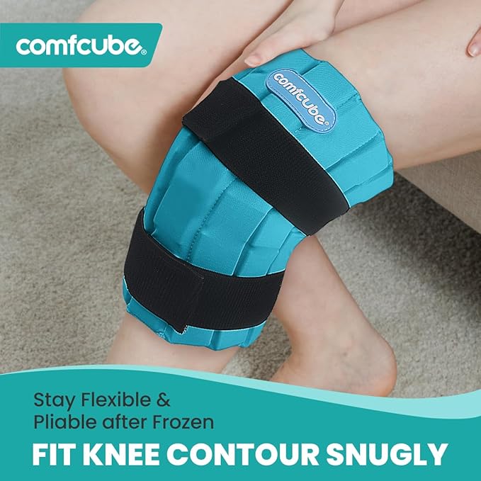 Comfcube Ice Pack for Knee After Surgery, 2 Hours Long Lasting Cold Pack for Knee Injuries, FSA Eligible, Cold Therapy Flexible Ice Pack for Pain Relief, Swelling, Surgery, ACL, Meniscus Tear