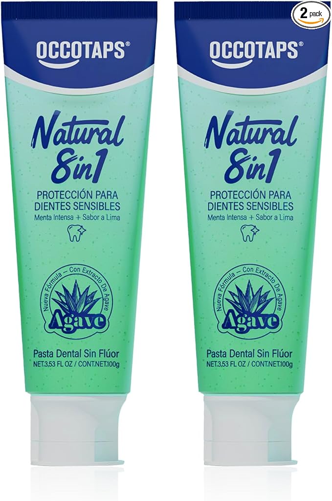 OCCOTAPS Agave Sensitive Toothpaste, Fluoride-Free Natural Whitening Toothpaste for Sensitive Teeth, Gentle Gum Care, Helps Remove Stains, Fresh Mint Herbal Formula, 2 Pk US Manufactured
