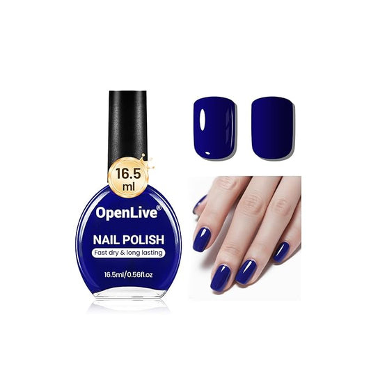 OpenLive 16.5ml Dark Blue Nail Polish Large Volume Quick Dry Nail Polish, Long Lasting Shine, Fingernail Toenail Nail Art DIY Home Travel Nail Art Gift