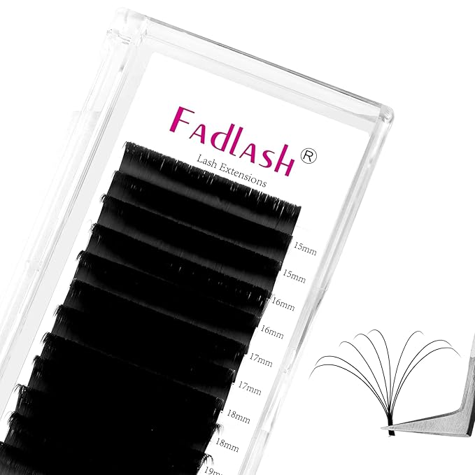 FADLASH Eyelash Extensions D Curl 0.07 15-20mm Mixed Tray Easy Fan Lash Extensions Volume Lashes 2D-10D Self Fanning Lash Extensions (0.07-D, 15-20mm Mix)
