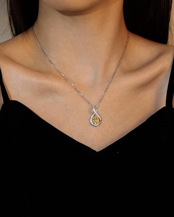 FANCIME Birthstone Necklaces for Women Fine Jewelry Sterling Silver Infinity Pendant Anniversary Birthday Gifts for Her Women Wife Mom Lady Daughter, Chain 16"+2" Extend