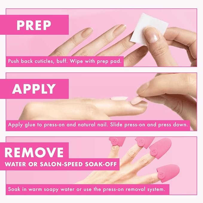 Olive & June Instant Mani Press-On Nails | (Glue) Extra Short, Round 42 Fake Nails, 21 Sizes | Non-Toxic, Long-Lasting Recycled Materials Realistic Look | Salon-Quality at Home | Strawberry Scone