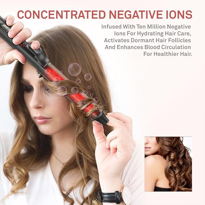 Caliber Lumina Heat Professional Infrared Curling Iron with Digital Temperature Control, 3 Sizes (1-1/8 inch (28mm))