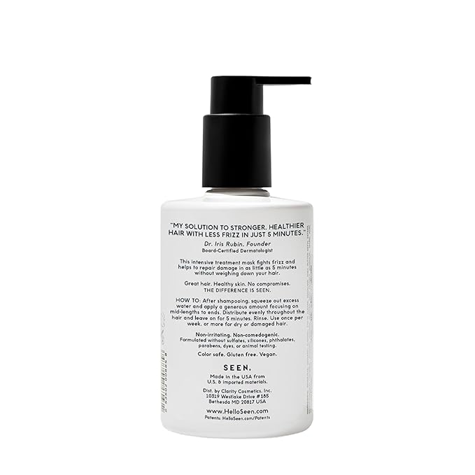 SEEN Frizz + Repair Treatment Mask - Scented- Fights Frizz, Repairs Damage for Stronger, Smoother, Healthier-Looking Hair - Safe for Sensitive Skin