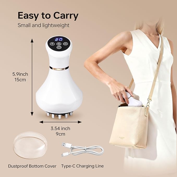 FUFADADE Lymphatic Drainage Massager,4-in-1 Electric Body Sculpting Brush,Helps Reduce Stretch Marks&Cellulite for Relaxation,Multi-Speed Anti Cellulite Massage Tool for Belly Legs Arms(White)