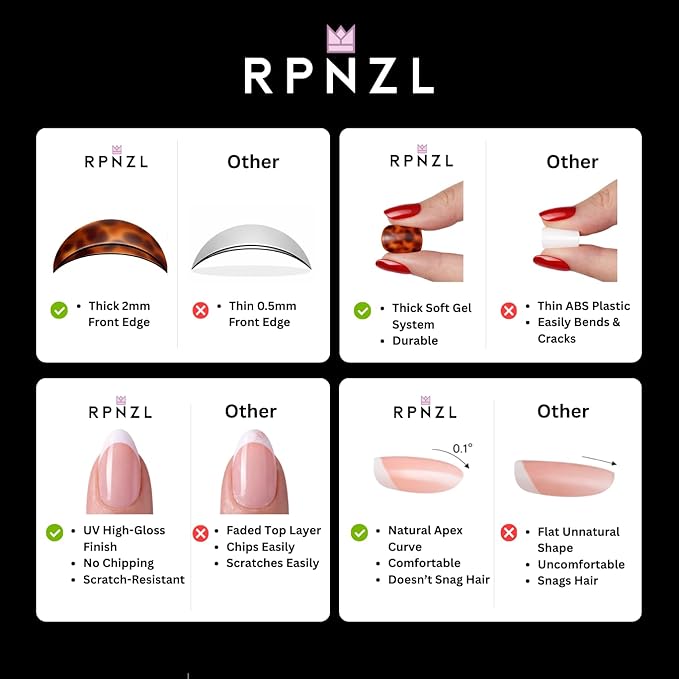 RPNZL Press On Nails - Pearl | Bubble Bath Medium Almond Fake Nails With Pearl Design, Reusable Salon Quality | 32 Nails, 16 Sizes Kit with Glue and Adhesive Tabs I Female Founded