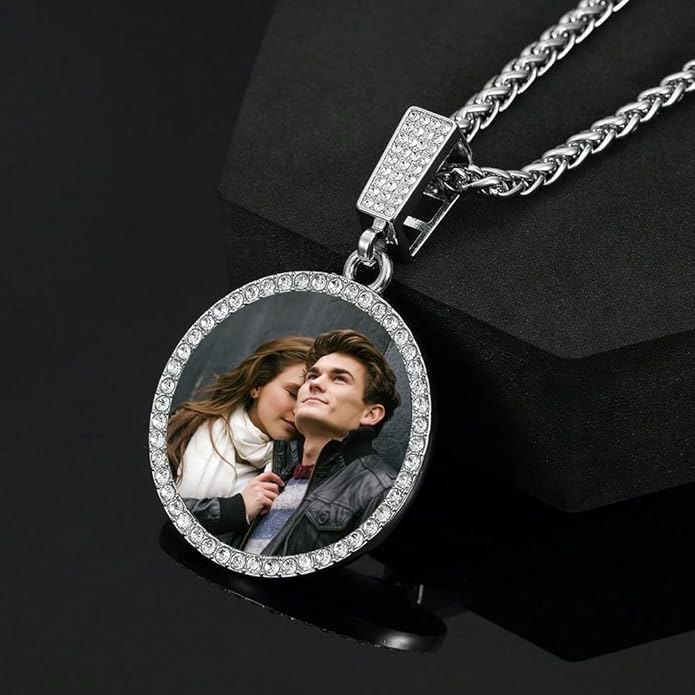 CLYLIFE Picture Necklace Personalized Photo,Custom Disc/Heart Pendant for Men Women Dad Mom Customized Necklace with Chain Photos Memorial Gifts for Mother's Day, Birthday, Anniversary