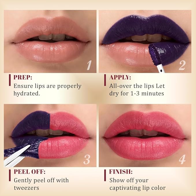 evpct Coral Red Peel Off Lip Stain Tints with Tweezer, Matte Lipstick Lip Stain Gloss Long Lasting Waterproof for Women, Non-stick Cup Lipstick Peel Off High Pigmented 24 Hrs Original Lips Stains, 12
