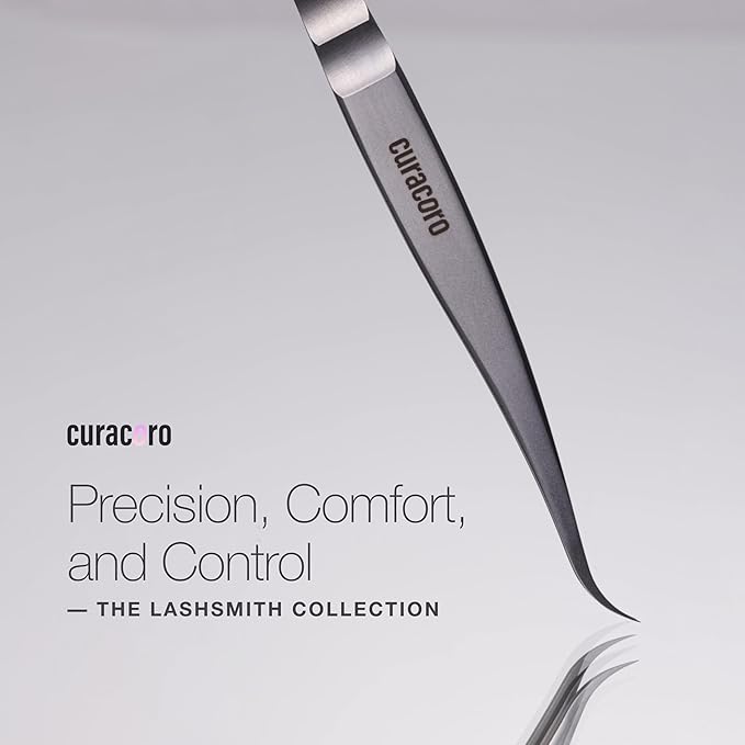 Curacoro Lash Tweezers - LashSmith L-Shaped Eyelash Tweezer for Thick Volume Lashes