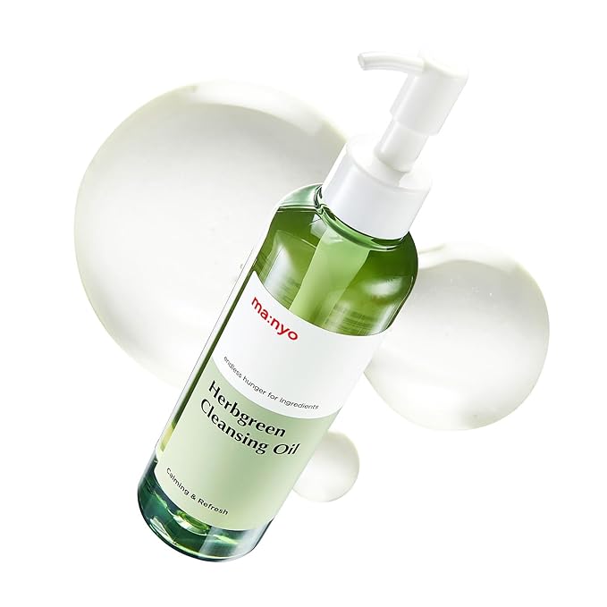 MANYO Herb Green Cleansing Oil, Gentle Makeup Remover with Natural Herbal Extracts, Artemisa, Tea Tree, Deep Cleansing & Hydrating, Suitable for All Skin Types, Korean Skincare 6.7 fl oz (200ml)