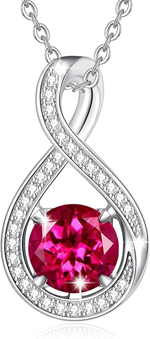 FANCIME Birthstone Necklaces for Women Fine Jewelry Sterling Silver Infinity Pendant Anniversary Birthday Gifts for Her Women Wife Mom Lady Daughter, Chain 16"+2" Extend