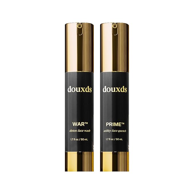 douxds The Basics Set, WAR™ Charcoal Face Wash and PRIME™ Vitamin Face Quench Duo, Face Wash for Oily Skin, Men Skin Care Kit, Razor Bumps, and Acne Treatment, Men’s Skin Care Products