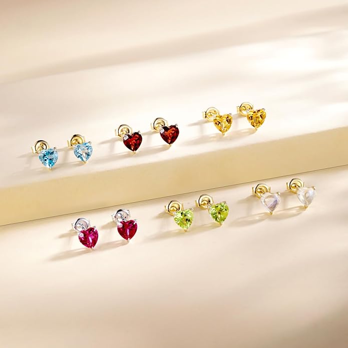 FANCIME 14k Solid Yellow Gold Stud Earrings Gemstone Prong Cluster Stud Earrings Fine Jewelry Gifts for Her Mom Women Wife