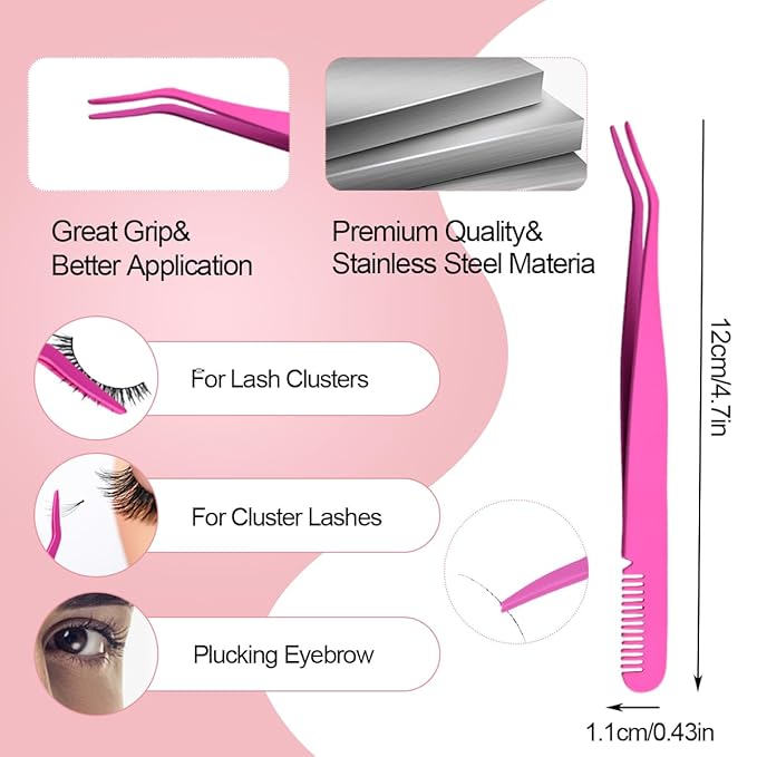 Lash Bond and Seal Kit 3Pcs DIY Lash Extension with Waterproof Lashe Cluster Glue 72h Hold and Seal Lash Remover Tweezers for Eyelash Extensions Beginners Self Use at Home