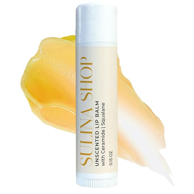 Unscented Lip Balm Hydrating for Dry Lips - Lip Moisturizer with Castor Oil and Beeswax, Chapped Lip Repair, Restores Smoothness, Barrier Protection, Fragrance-Free and Gentle - 0.15 Fl oz