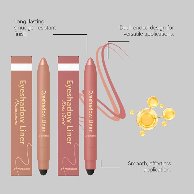Eyeshadow Stick, Perfect Color Duo-Shadow Liner 2-in-1 Eyeliner & Eye Shadow Stick, Easily Blendable & Buildable, Waterproof, Creamy Easy-Glide, For Effortless Smoky Or Natural Eye Makeup(06+03)
