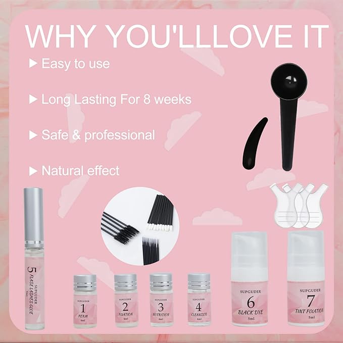 4 in1 Lash Lift and Brow Lamination Kit with Long-Lasting Black Color for 6-8 Weeks,Eyelash & Eyebrow Perm DIY Professional Kit,Easy to Use at Home & Salon