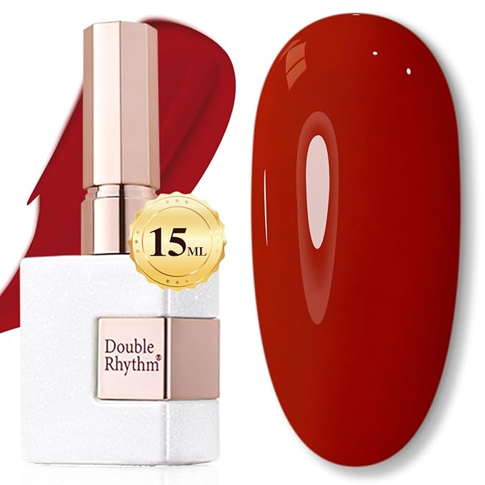 Double Rhythm Gel Polish 15ML Jelly Sheer Pastel Light Milky Color Pearl White Bottle 1 PC 0.5 OZ Full Size Nail Art Salon at Home (Light Brown Red-D1454)