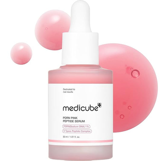 medicube PDRN Pink Peptide Serum with Salmon DNA | Pink Glow Serum with Peptides & Niacinamide for Hydration & Firm-Looking Skin | Uneven Tone Care | Korean Skincare, 1.01 fl. oz