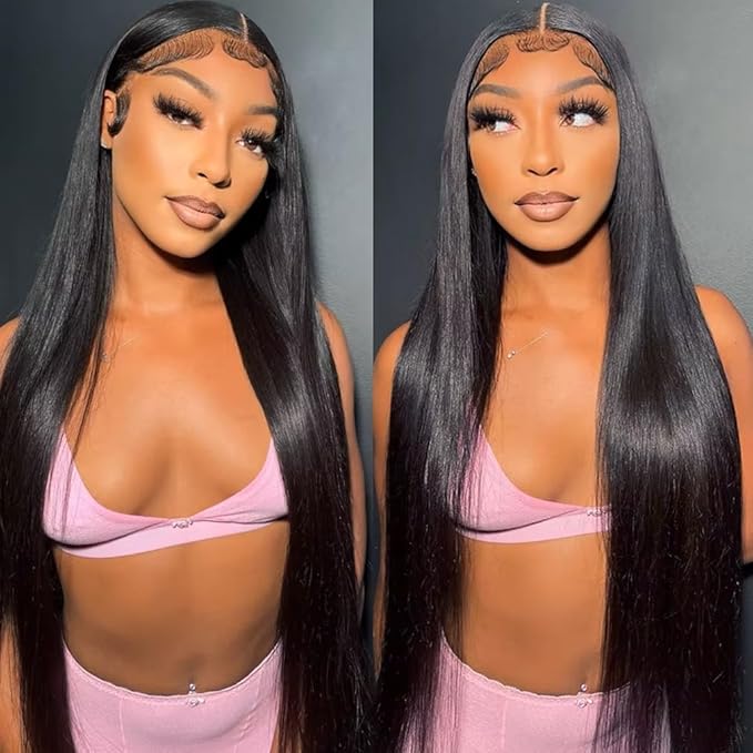 Brazilian Straight Human Hair Bundles Sew In Hair Extensions, Straight Quick Weave 1 Bundles Deals Human Hair 16 Inch Double Weft Full and Thick Black Color