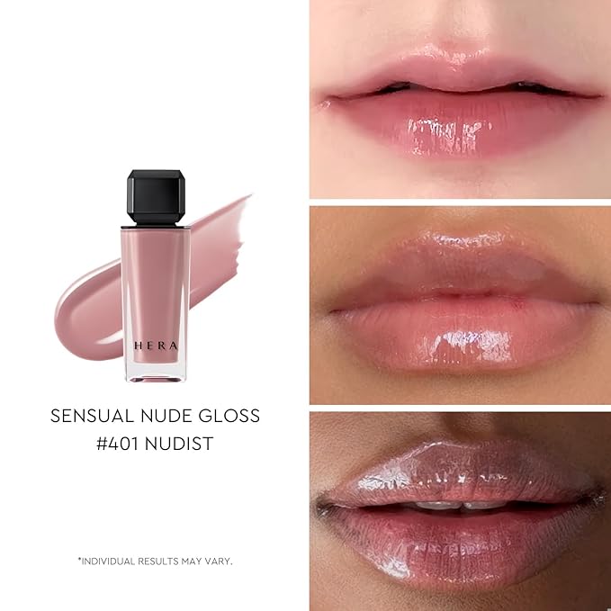 HERA Sensual Nude Lip Gloss #401 NUDIST [Featured on JUST MAKEUP] | Volumizing Sheer & Glossy Finish, Non-sticky, Moisturizing and Hydrating, Korean Makeup, 0.17 oz. (5g)
