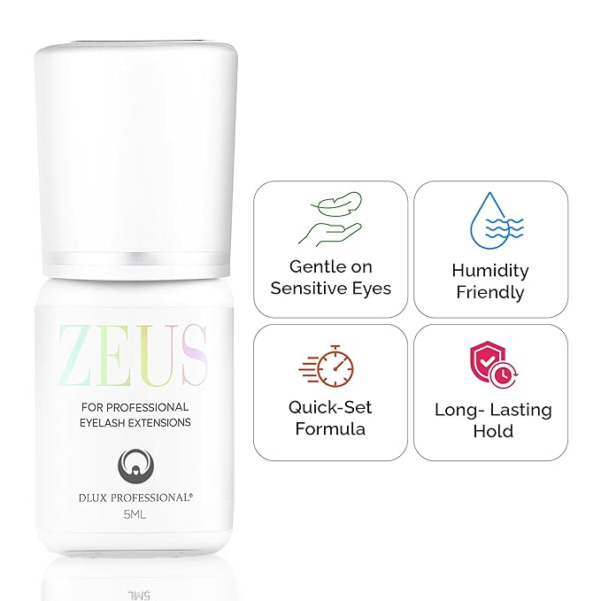 DLUX PROFESSIONAL Eyelash Extension Glue for Professionals - 9 Weeks Retention, 0.5 Sec Drying Time, Latex Free Semi Permanent Individual & Volume Lash Extension Glue