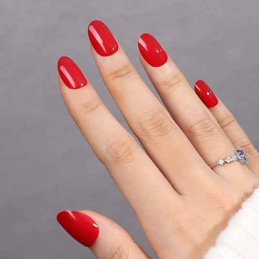RPNZL Press On Nails - Scarlett | Opaque Bright Red Short Squoval Fake Nails, Salon Quality | 32 Nails, 16 Sizes Kit with Glue and Adhesive Tabs I Female Founded - Beauty, Self Care