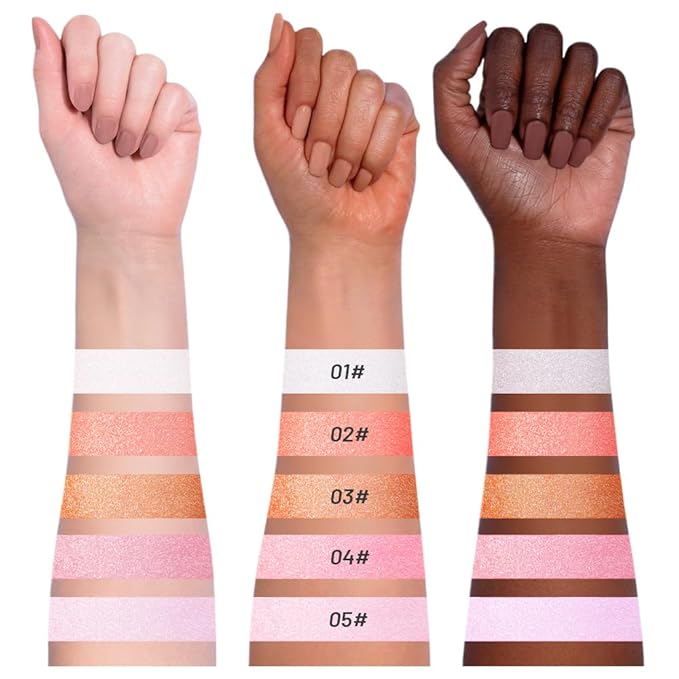Highlighter Makeup Palette for Blush,Contour,Shadow,Face or Eye Makeup, Shimmer Glow, Creamy Mousse Pressed Powder, Intensely Pigmented, Glitter Sparkling (B03-05# Moonstone)